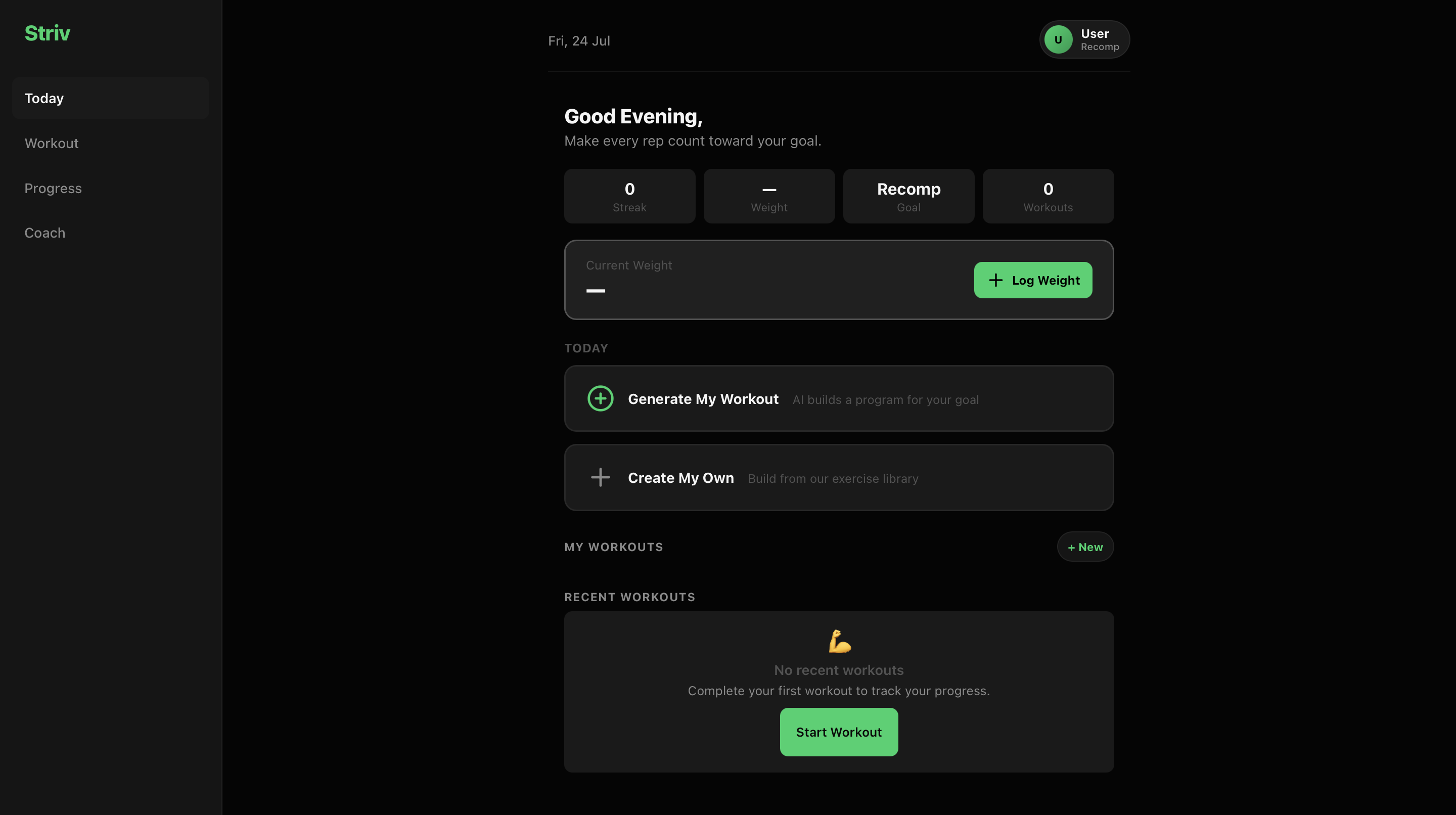 IronLog — AI workout platform, the app inside the opening MacBook